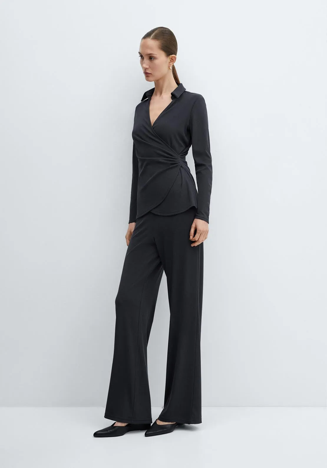 Wideleg trousers with elastic waist