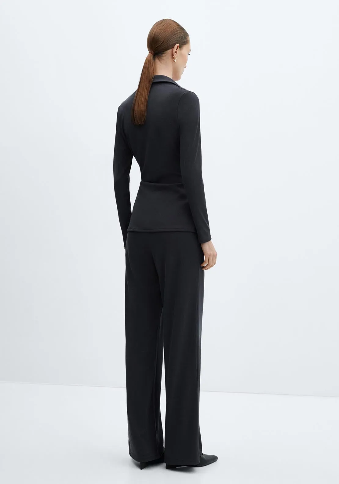 Wideleg trousers with elastic waist