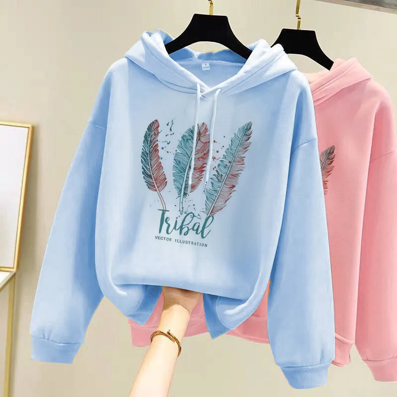  Winter Fleece Thicken Warm Sports Pullovers Clothes Girls Cotton Women's Hoodie.