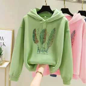  Winter Fleece Thicken Warm Sports Pullovers Clothes Girls Cotton Women's Hoodie.