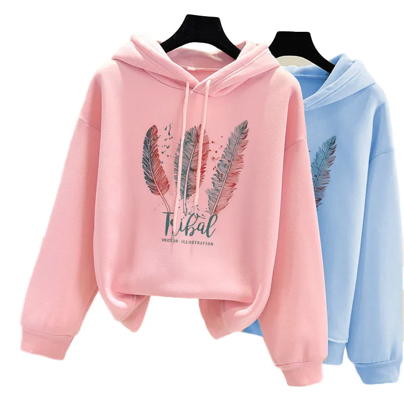  Winter Fleece Thicken Warm Sports Pullovers Clothes Girls Cotton Women's Hoodie.