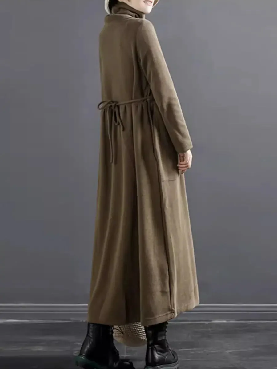 Women Turtleneck Draped Long Dress