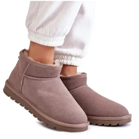 Women's Suede Low Snow Boots Gray Shelie beige