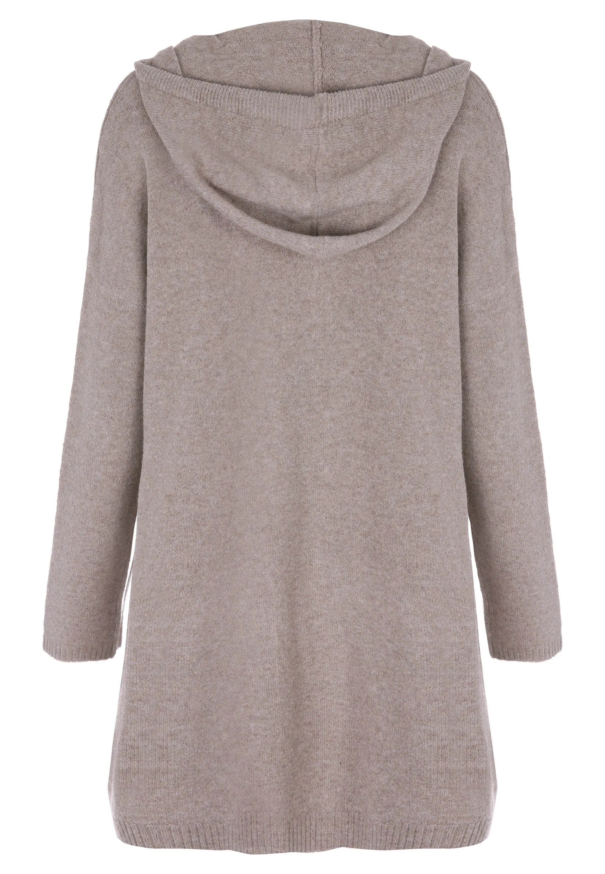 Womens Camel Plain Hooded Cardigan