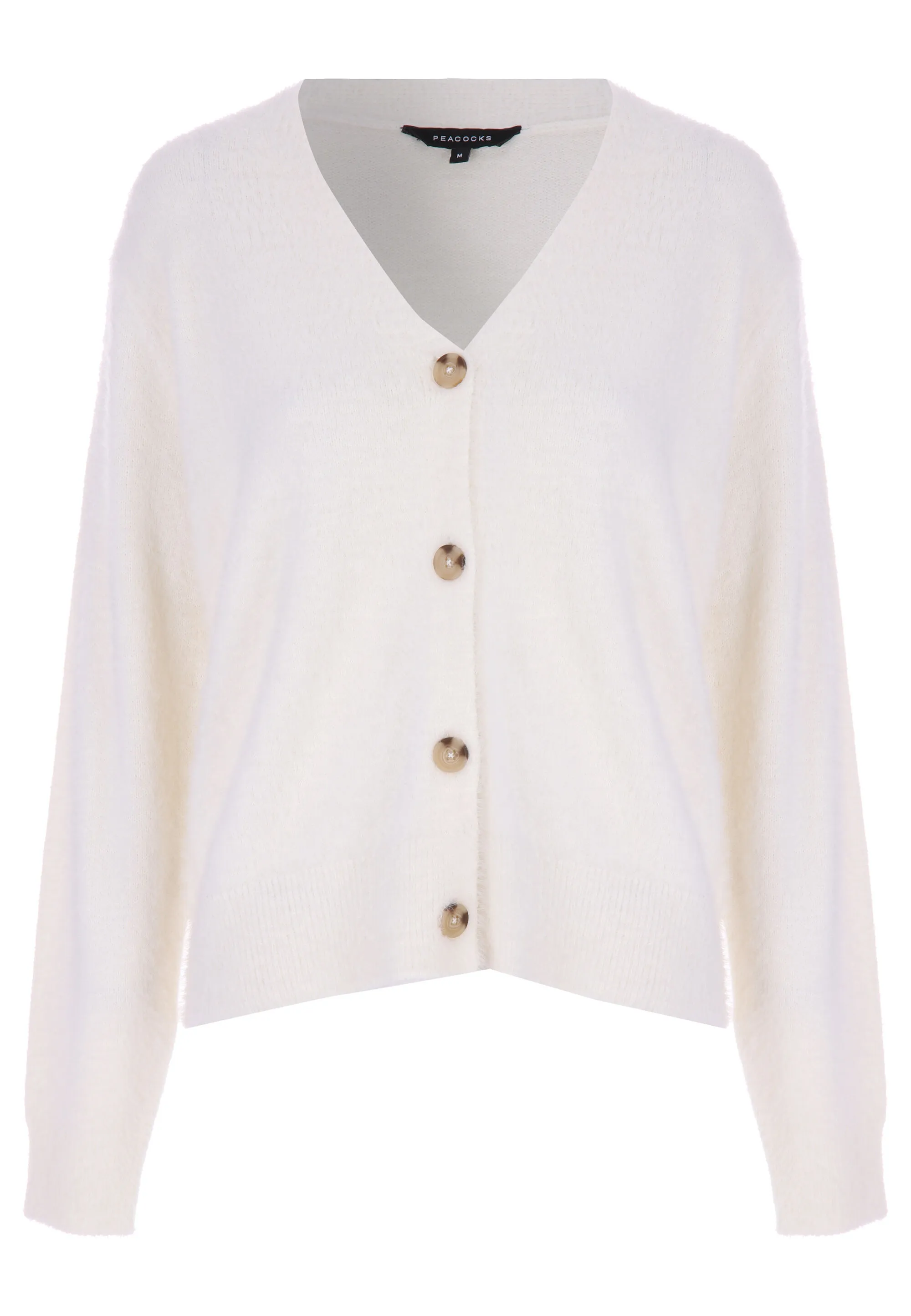 Womens Ivory Lash Button Cardigan