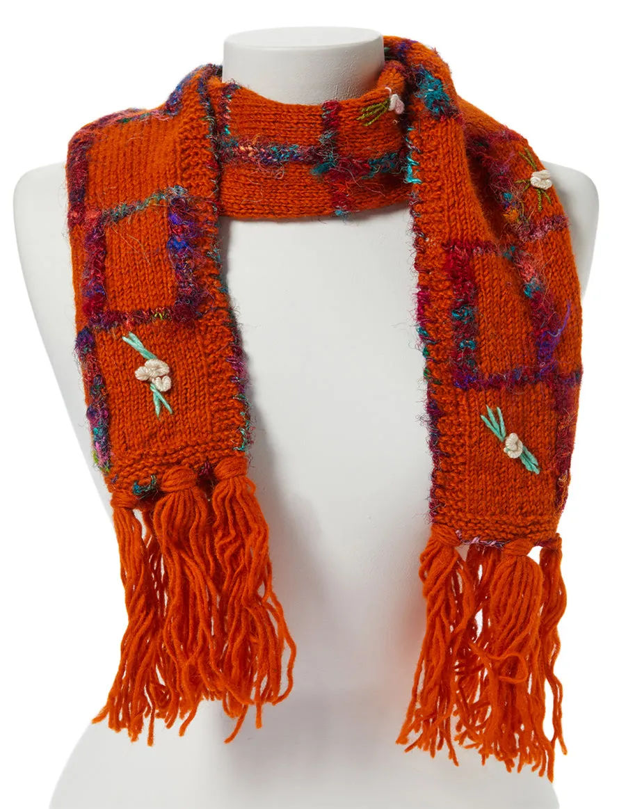 Woolen Scarf with Recyceld Silk Embroidery