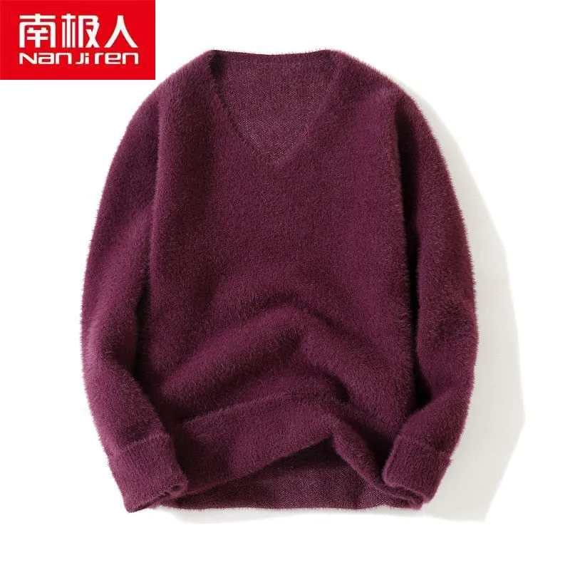 Xituodai Men Clothing Pullovers V-Neck Korea Style Polyester Casual Loose Fashion Thick Long Sleeves Winter Warm Men Sweater