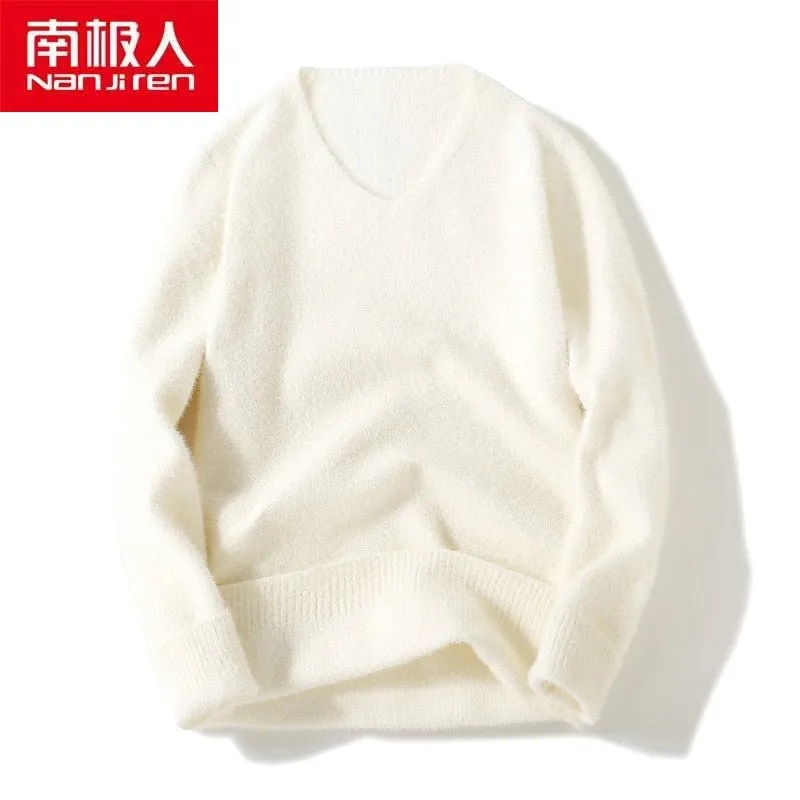 Xituodai Men Clothing Pullovers V-Neck Korea Style Polyester Casual Loose Fashion Thick Long Sleeves Winter Warm Men Sweater