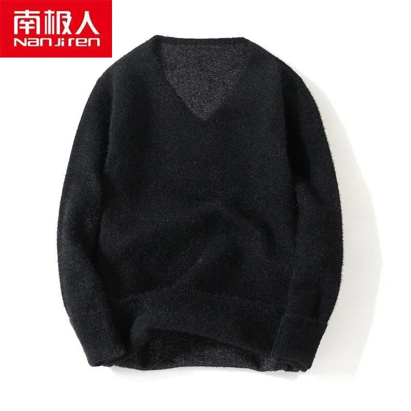 Xituodai Men Clothing Pullovers V-Neck Korea Style Polyester Casual Loose Fashion Thick Long Sleeves Winter Warm Men Sweater