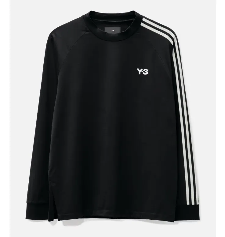 Y-3  |Crew Neck Stripes Long Sleeves Plain Cotton