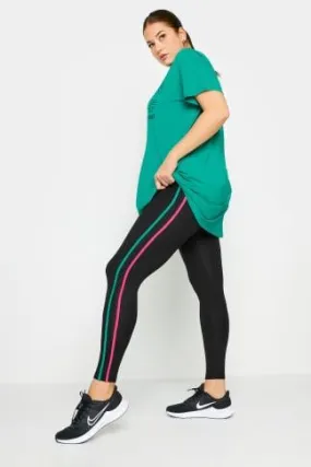 YOURS ACTIVE Curve Black Side Stripe Leggings